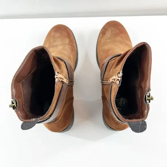 Stylish Tan Ankle Boots with Zipper and Buckle - Picture 6 of 10